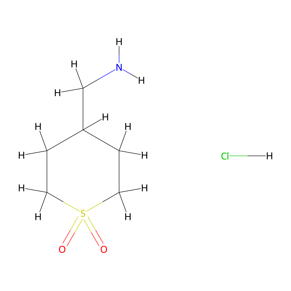 1-(1,1-Dioxidotetrahydro-2H-thiopyran-4-yl)methanamine hydrochloride molecular structure, CAS 1107645-98-6