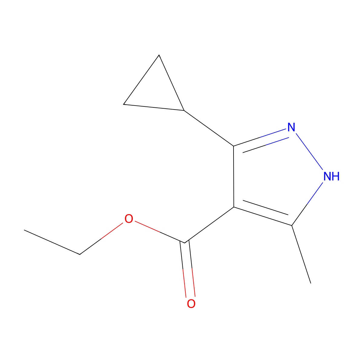 ethyl 5-cyclopropyl-3-methyl-1H-pyrazole-4-carboxylate molecular structure, CAS 1107658-53-6