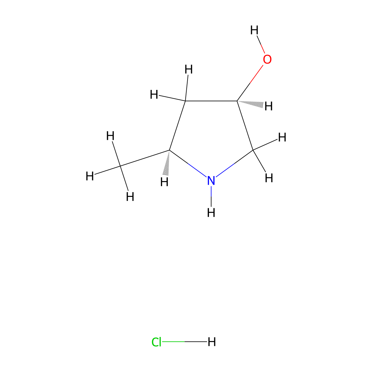 (3R,5S)-5-methylpyrrolidin-3-ol hydrochloride molecular structure, CAS 1107658-76-3