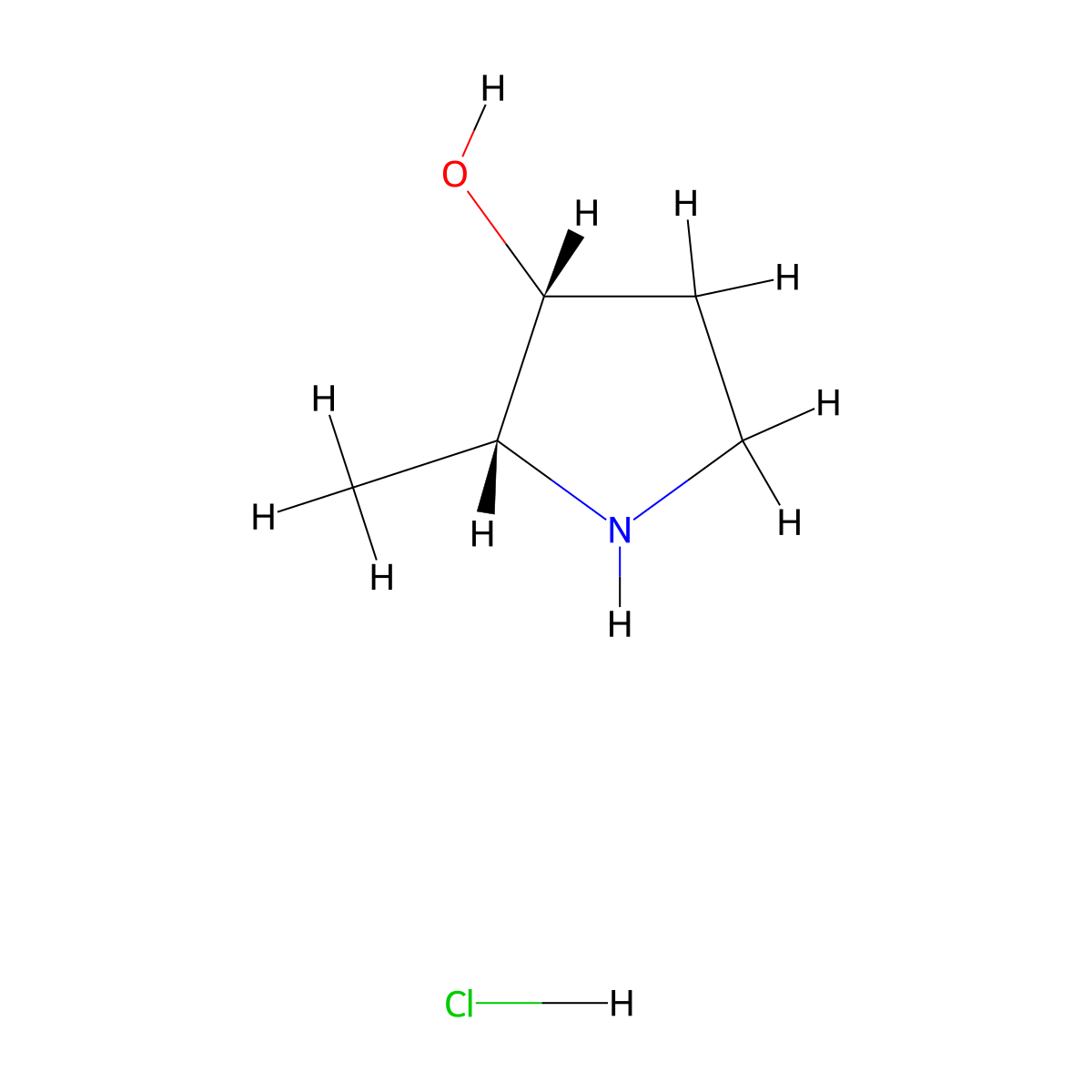 (2R,3R)-2-Methylpyrrolidin-3-ol hydrochloride molecular structure, CAS 1107659-80-2