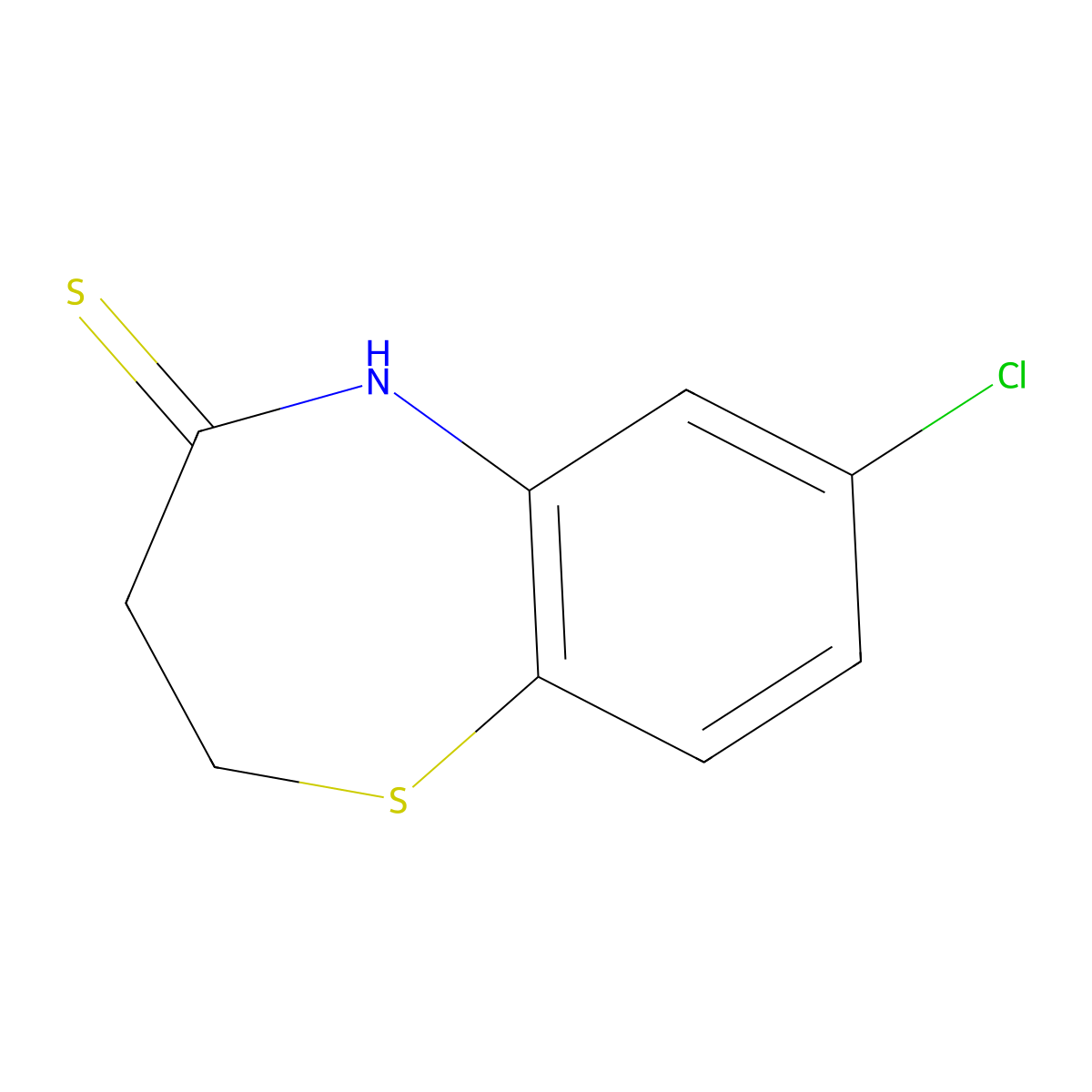 7-chloro-2,3-dihydro-1,5-benzothiazepine-4(5H)-thione molecular structure, CAS 110766-73-9