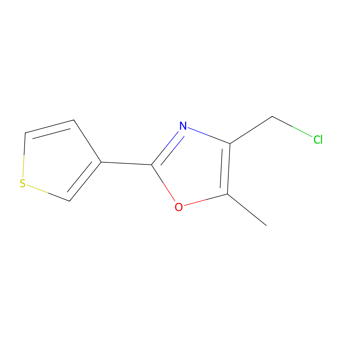 4-(Chloromethyl)-5-methyl-2-(thiophen-3-yl)-1,3-oxazole molecular structure, CAS 1107663-77-3