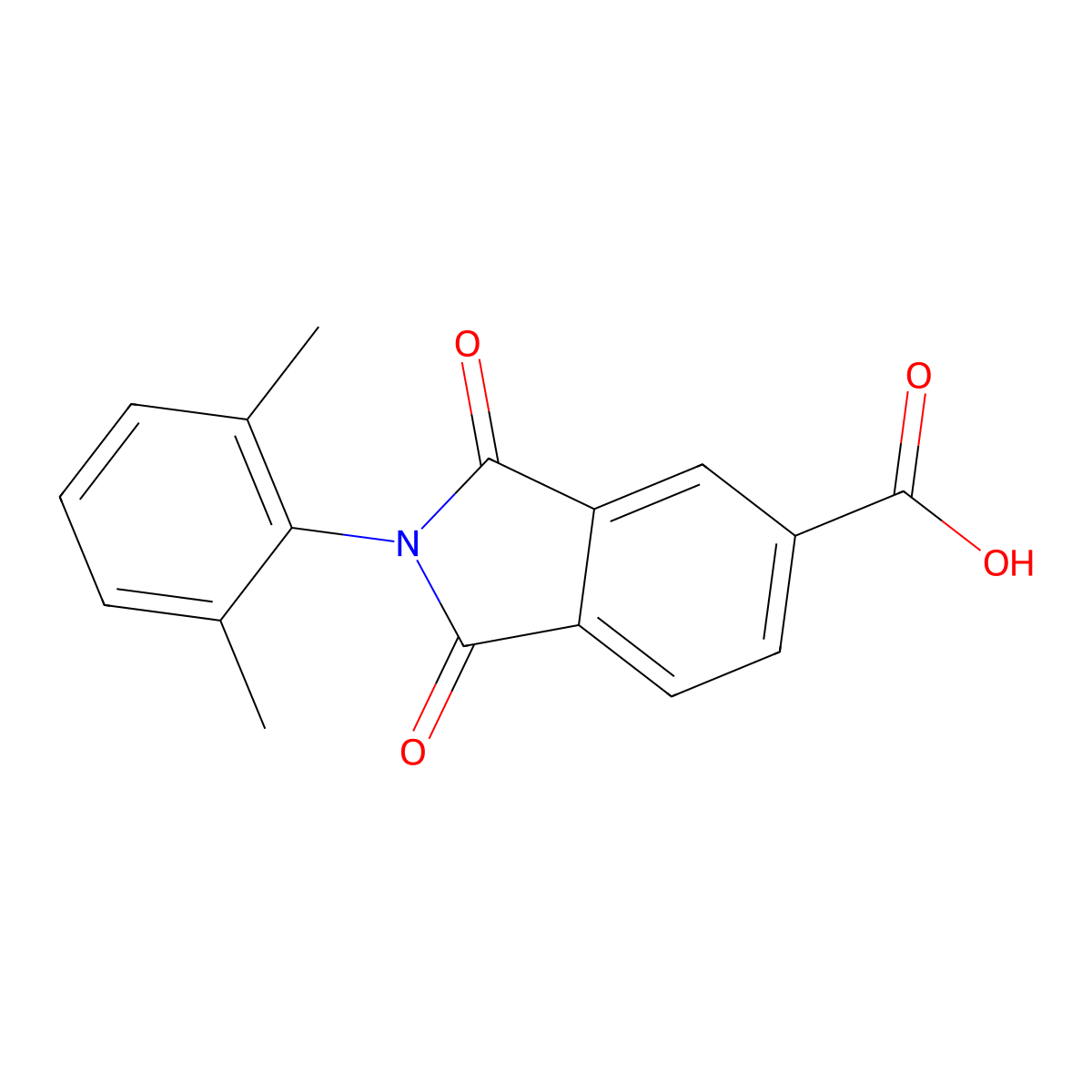 2-(2,6-Dimethylphenyl)-1,3-dioxoisoindoline-5-carboxylic acid molecular structure, CAS 110768-27-9