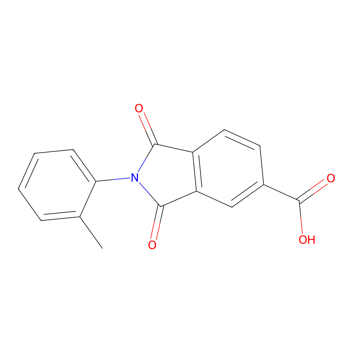 2-(2-methylphenyl)-1,3-dioxo-2,3-dihydro-1H-isoindole-5-carboxylic acid molecular structure, CAS 110768-31-5