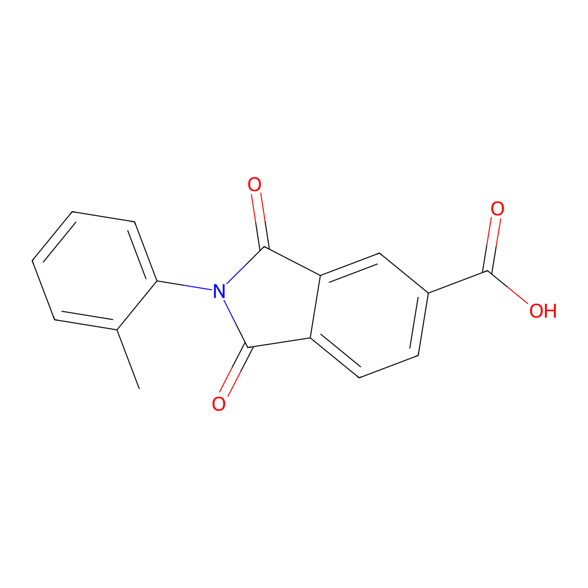 2-(2-methylphenyl)-1,3-dioxo-2,3-dihydro-1H-isoindole-5-carboxylic acid molecular structure, CAS 110768-31-5