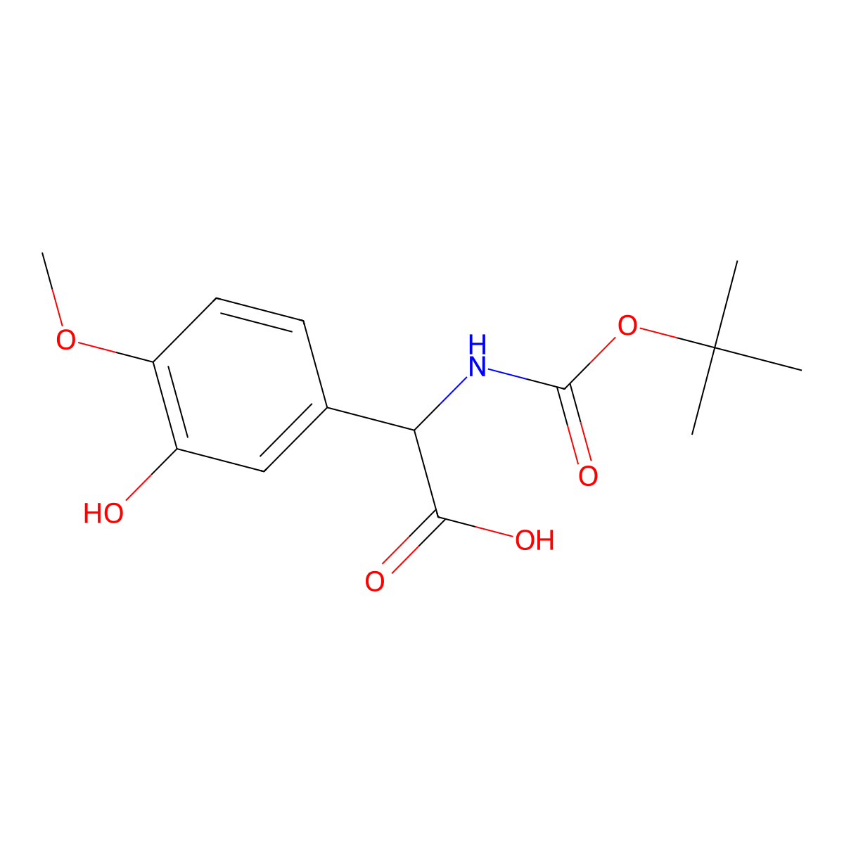 2-{[(Tert-butoxy)carbonyl]amino}-2-(3-hydroxy-4-methoxyphenyl)acetic acid molecular structure, CAS 110782-23-5