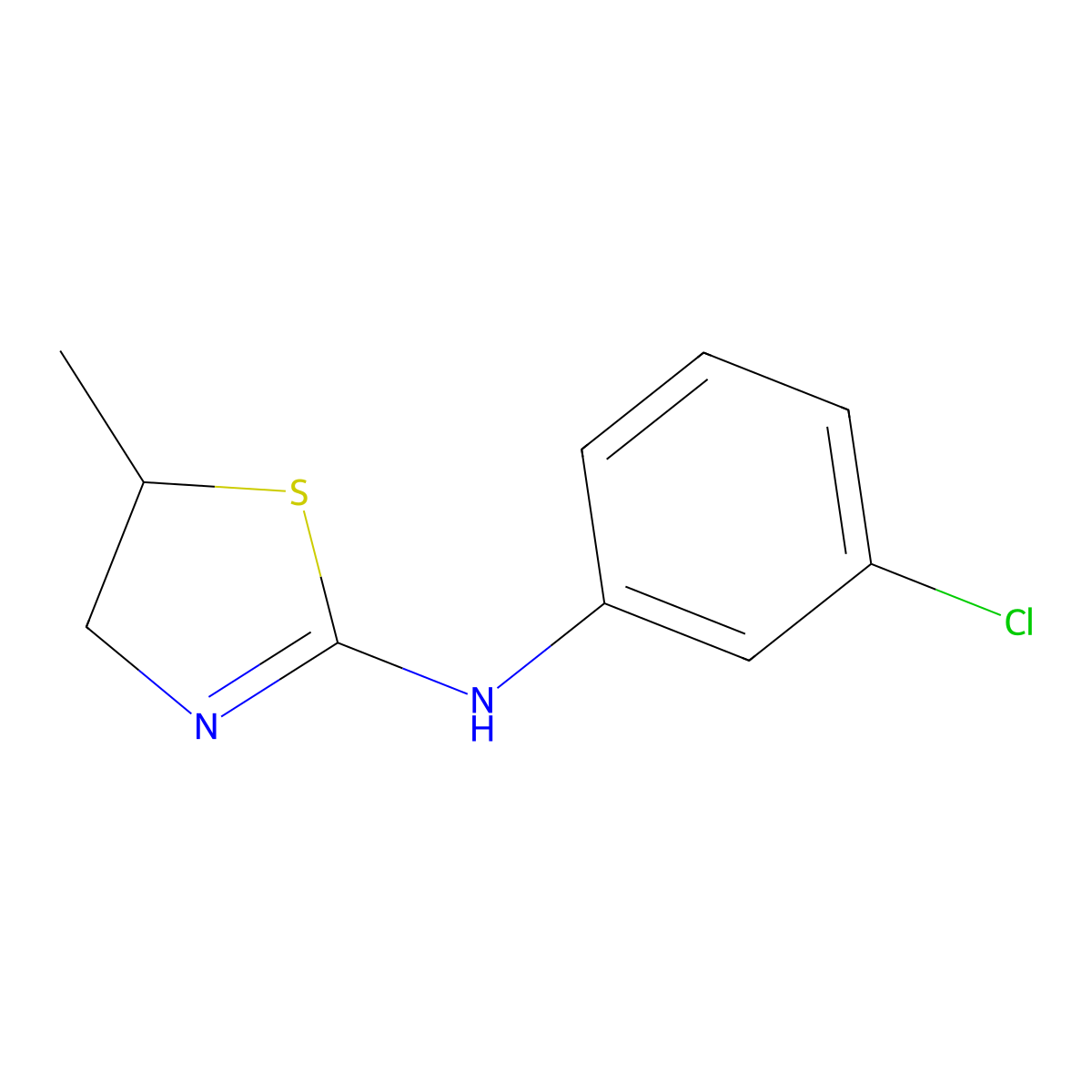 2-Thiazolamine, N-(3-chlorophenyl)-4,5-dihydro-5-methyl- molecular structure, CAS 110788-23-3