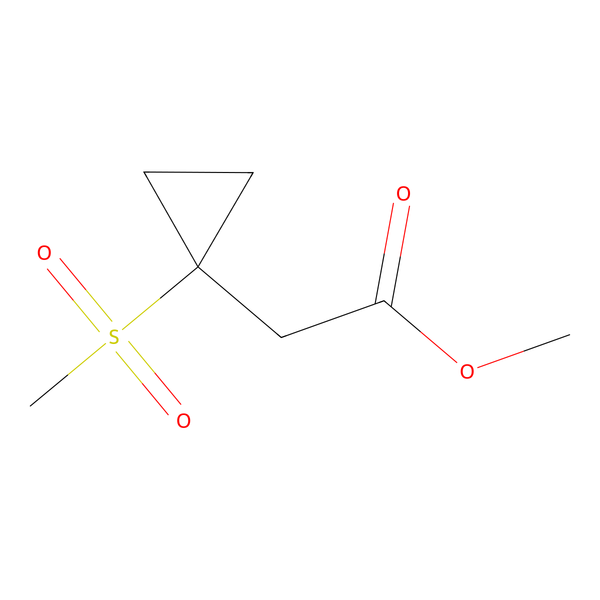 Methyl 2-(1-(methylsulfonyl)cyclopropyl)acetate molecular structure, CAS 110793-91-4