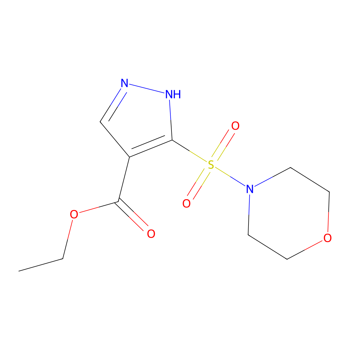 ethyl 3-(morpholine-4-sulfonyl)-1H-pyrazole-4-carboxylate molecular structure, CAS 1108050-18-5
