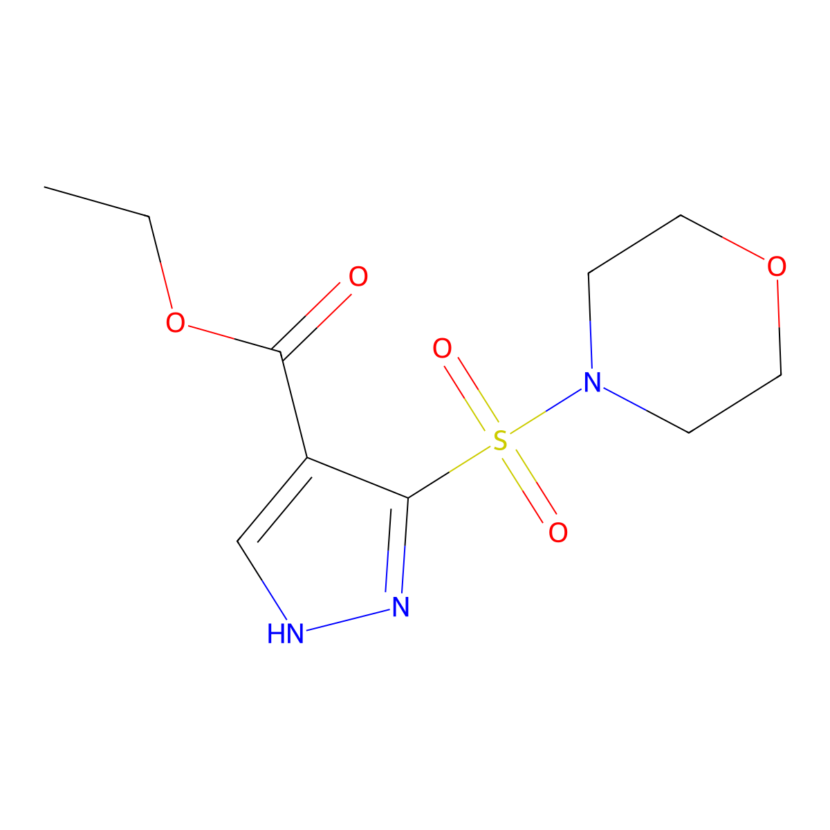 ethyl 3-(morpholine-4-sulfonyl)-1H-pyrazole-4-carboxylate molecular structure, CAS 1108050-18-5