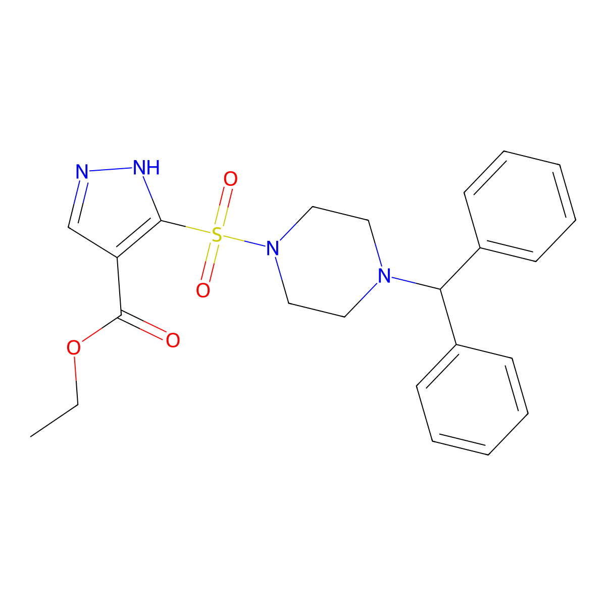 ethyl 5-{[4-(diphenylmethyl)piperazin-1-yl]sulfonyl}-1H-pyrazole-4-carboxylate molecular structure, CAS 1108063-74-6
