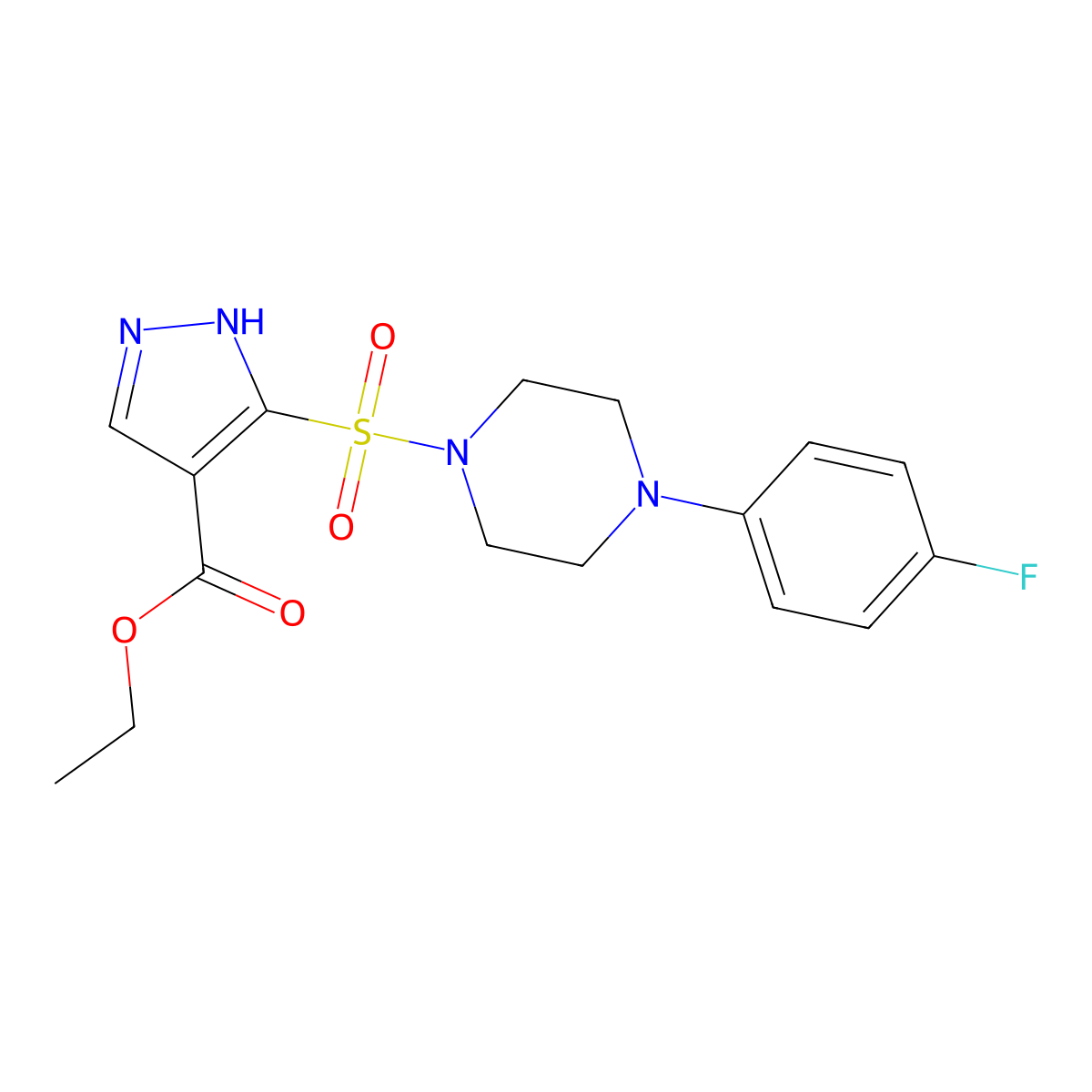 ethyl 5-{[4-(4-fluorophenyl)piperazin-1-yl]sulfonyl}-1H-pyrazole-4-carboxylate molecular structure, CAS 1108063-91-7