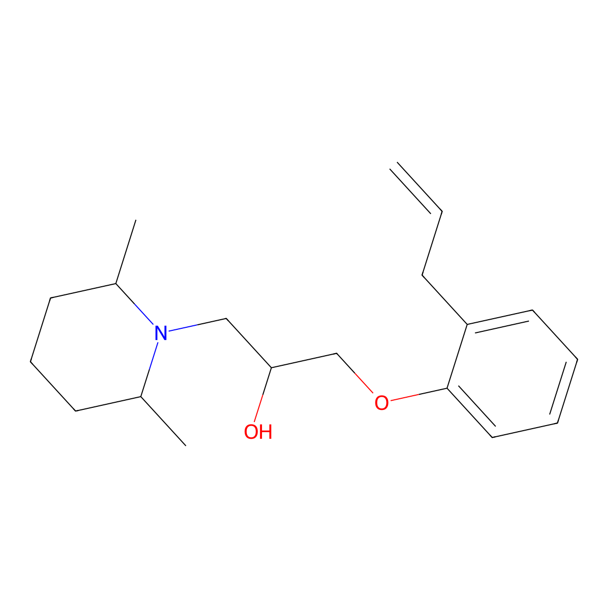 1-(2,6-Dimethylpiperidyl)-3-(2-prop-2-enylphenoxy)propan-2-ol molecular structure, CAS 110808-03-2