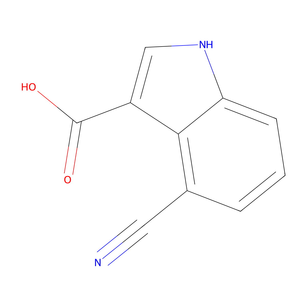 4-cyano-1H-indole-3-carboxylic acid molecular structure, CAS 110811-33-1
