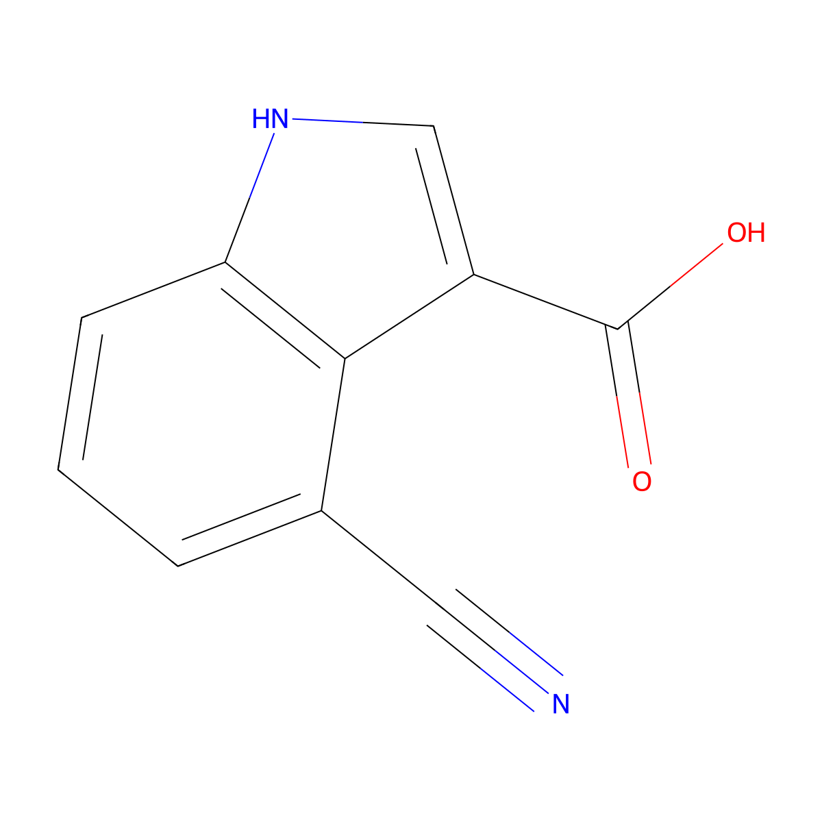 4-cyano-1H-indole-3-carboxylic acid molecular structure, CAS 110811-33-1