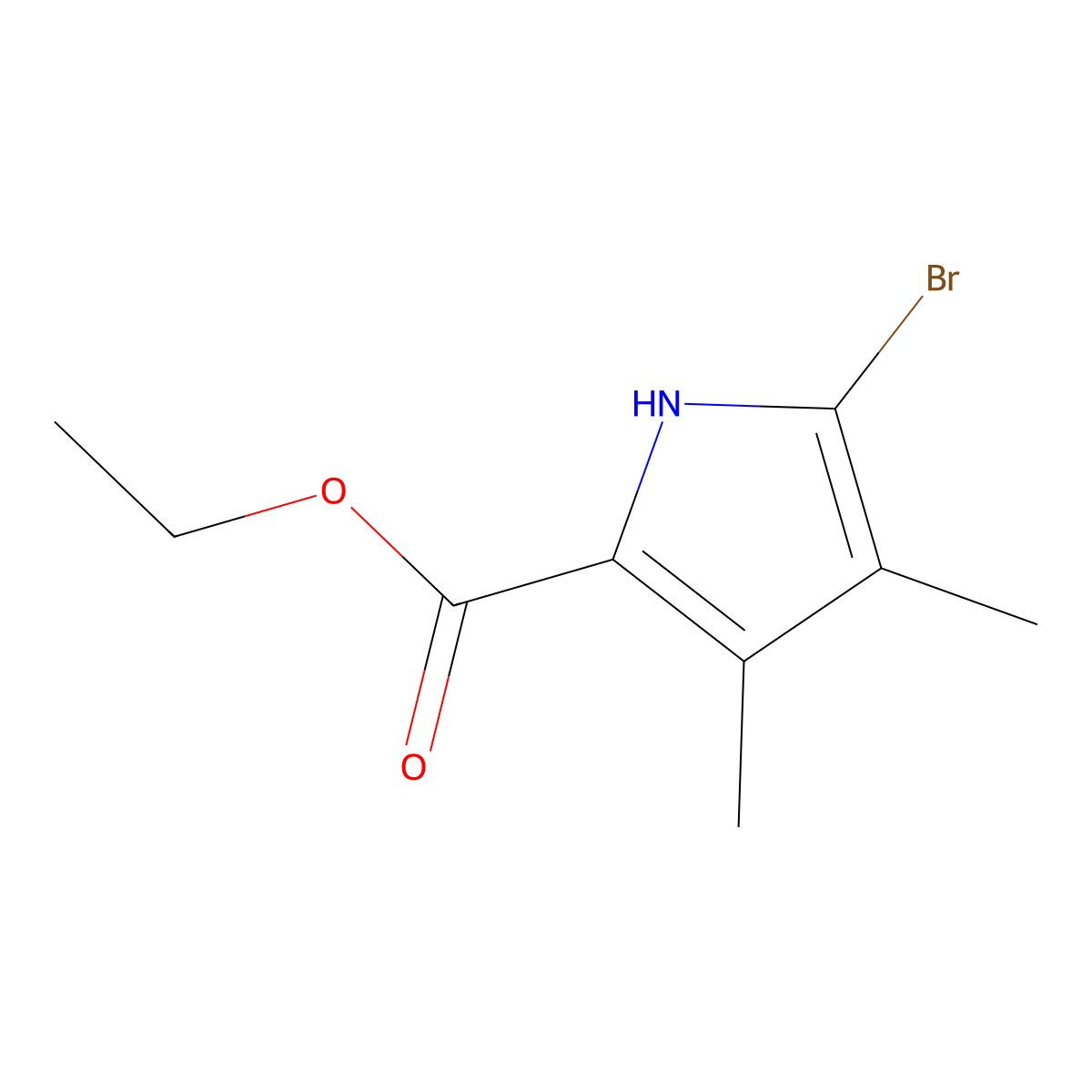 Ethyl 5-bromo-3,4-dimethyl-1H-pyrrole-2-carboxylate molecular structure, CAS 110814-85-2