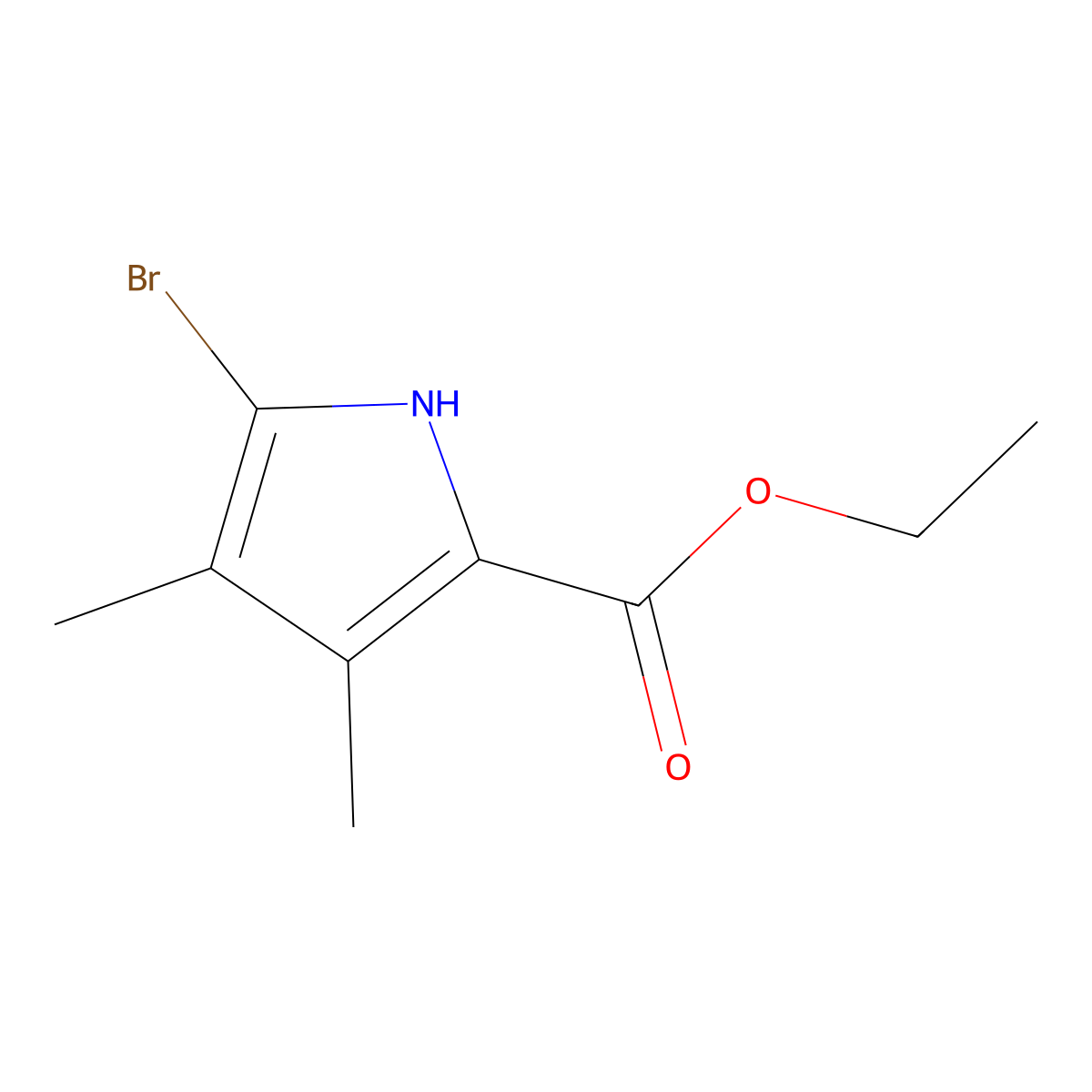Ethyl 5-bromo-3,4-dimethyl-1H-pyrrole-2-carboxylate molecular structure, CAS 110814-85-2