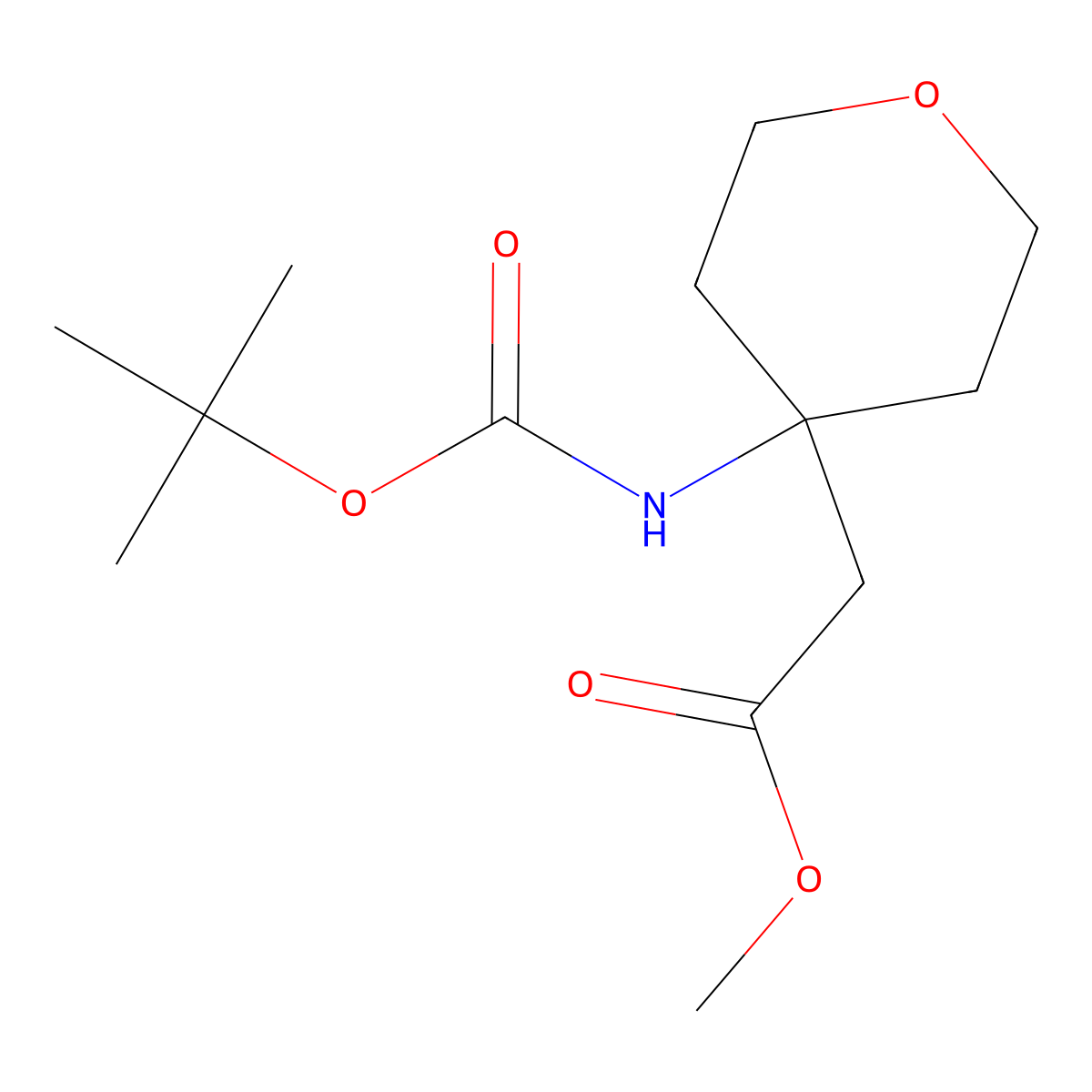 Methyl 2-[4-(Boc-amino)tetrahydropyran-4-yl]acetate molecular structure, CAS 1108154-46-6