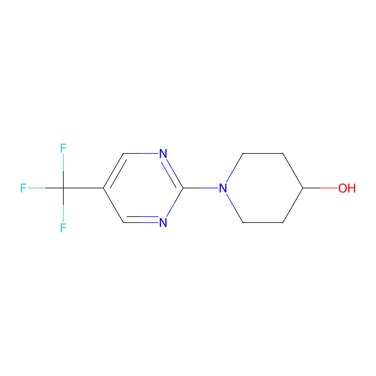 1-(5-(Trifluoromethyl)pyrimidin-2-yl)piperidin-4-ol molecular structure, CAS 1108164-35-7