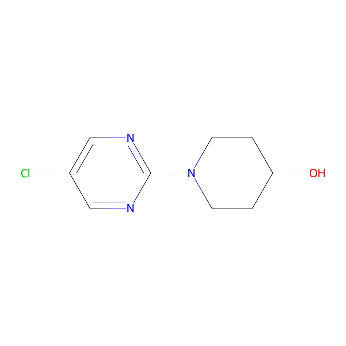 1-(5-Chloropyrimidin-2-yl)piperidin-4-ol molecular structure, CAS 1108164-37-9