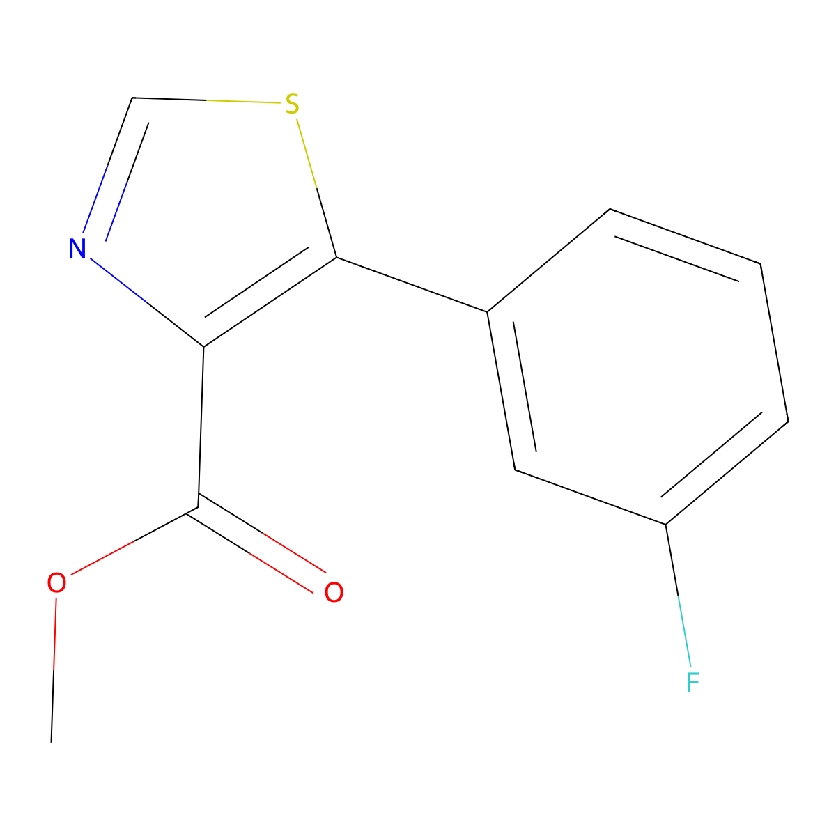 5-(3-Fluoro-phenyl)-thiazole-4-carboxylic acid methyl ester molecular structure, CAS 1108172-81-1