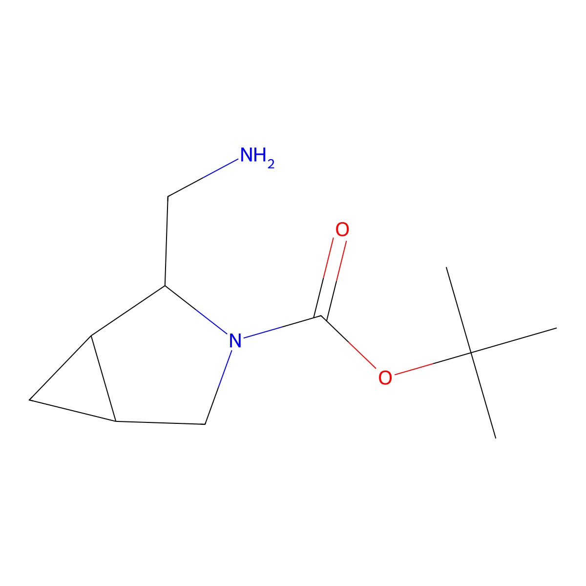 tert-butyl (1S,2S,5R)-2-(aminomethyl)-3-azabicyclo(3.1.0)hexane-3-carboxylate molecular structure, CAS 1108172-95-7
