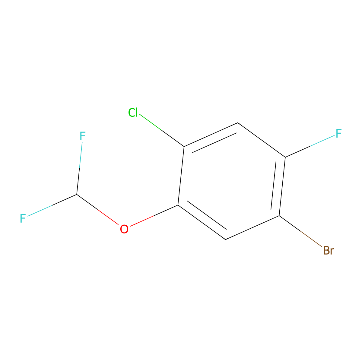 1-Bromo-4-chloro-5-(difluoromethoxy)-2-fluorobenzene molecular structure, CAS 1108189-13-4