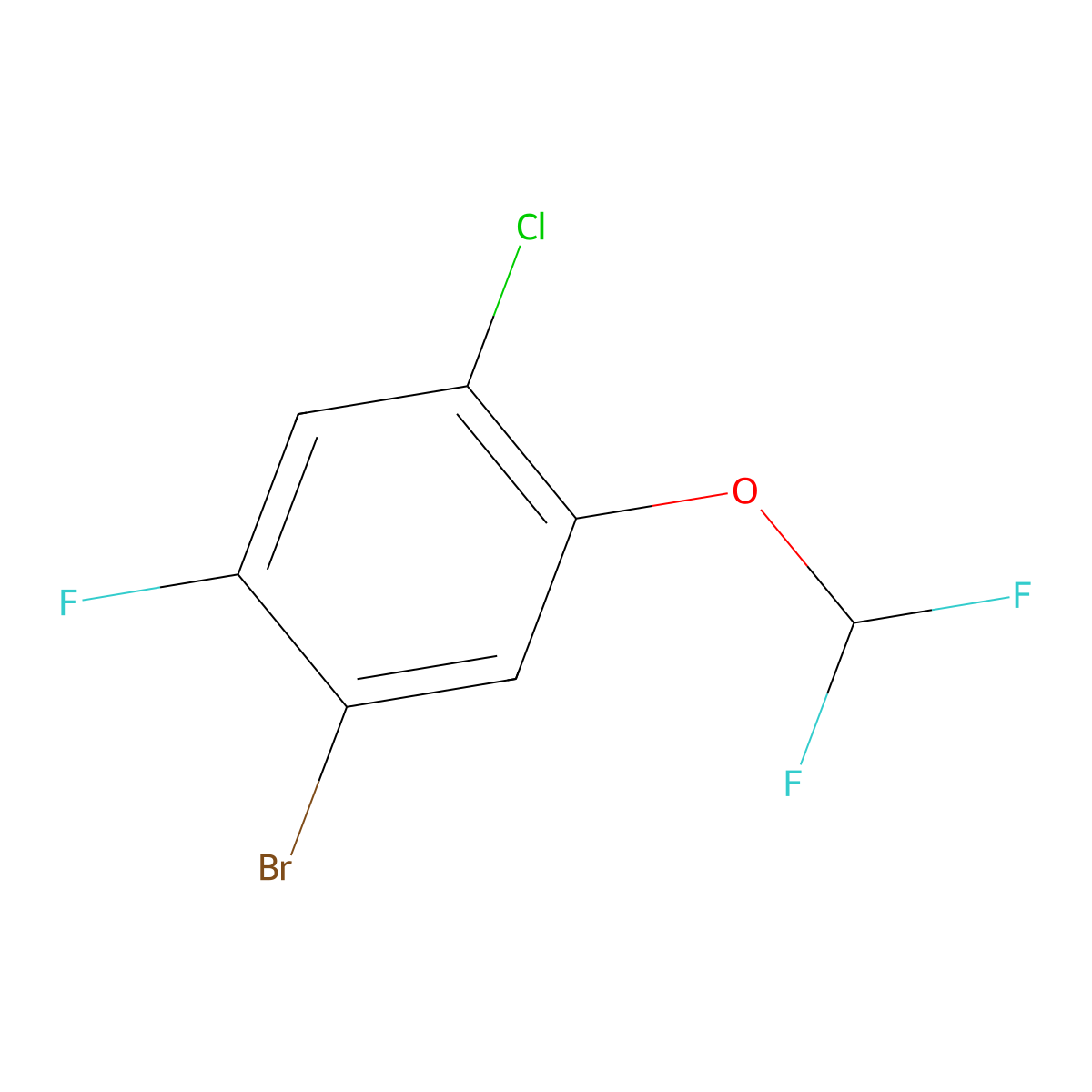 1-Bromo-4-chloro-5-(difluoromethoxy)-2-fluorobenzene molecular structure, CAS 1108189-13-4