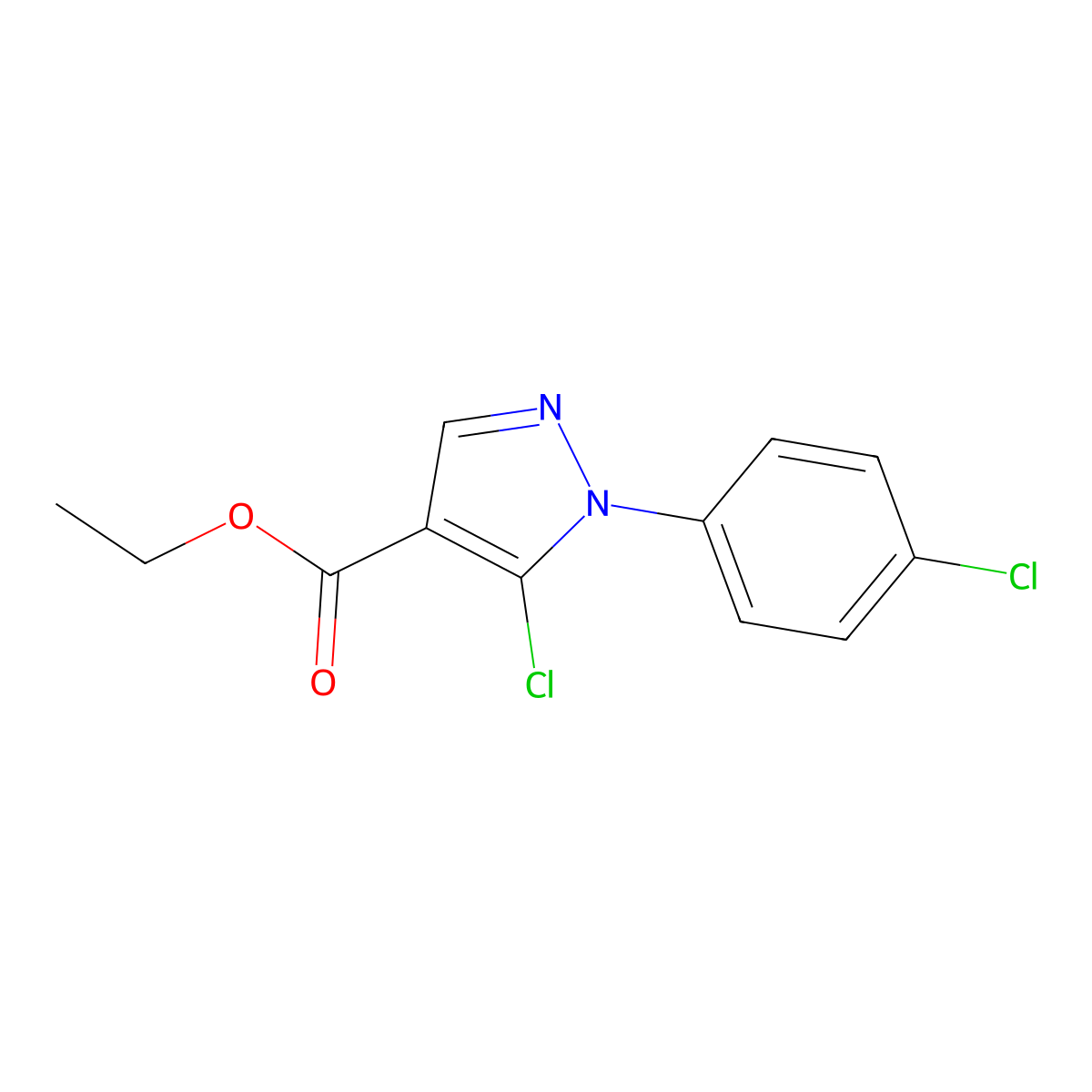 Ethyl 5-chloro-1-(4-chlorophenyl)-1H-pyrazole-4-carboxylate molecular structure, CAS 110821-36-8