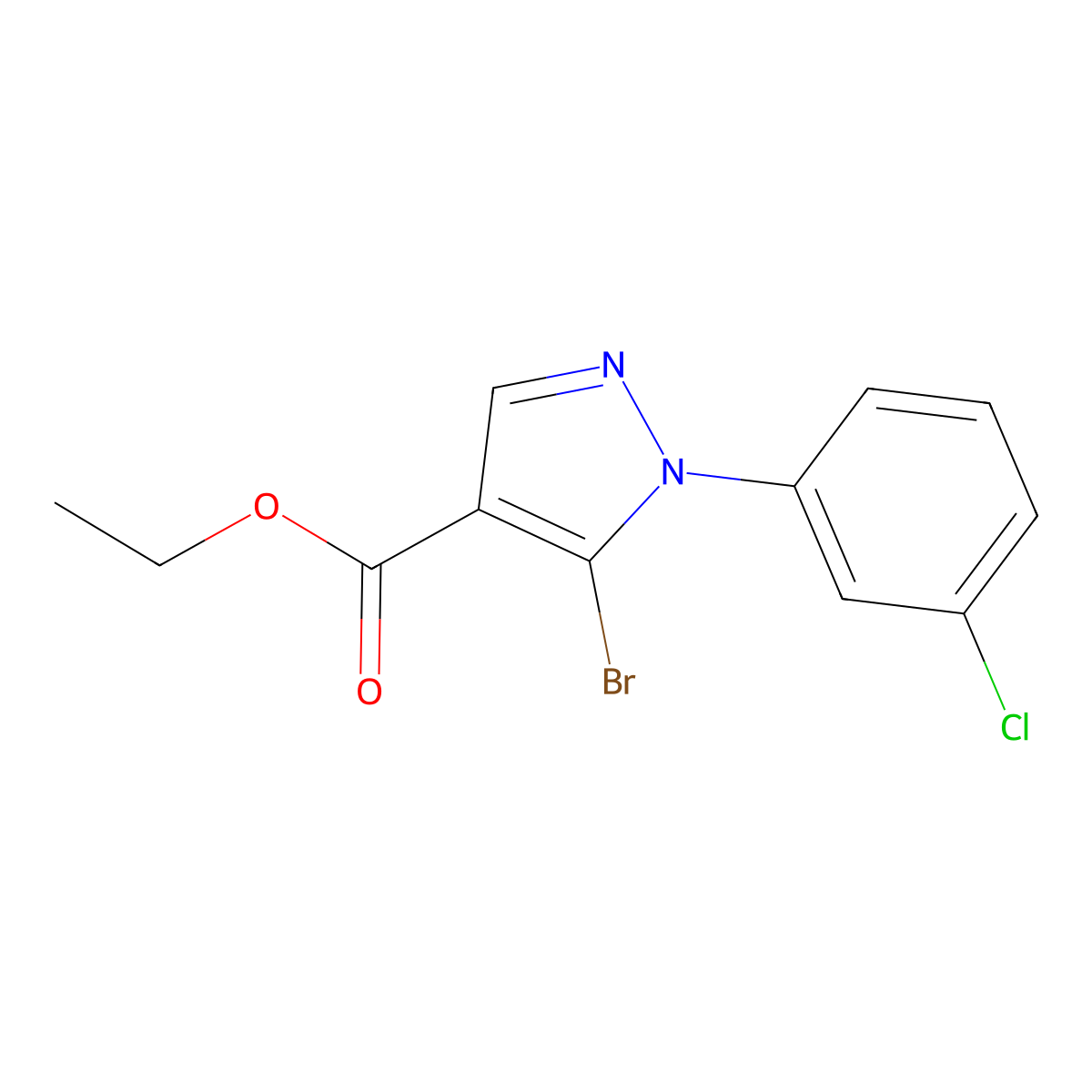 Ethyl 5-bromo-1-(3-chlorophenyl)-1H-pyrazole-4-carboxylate molecular structure, CAS 110821-39-1