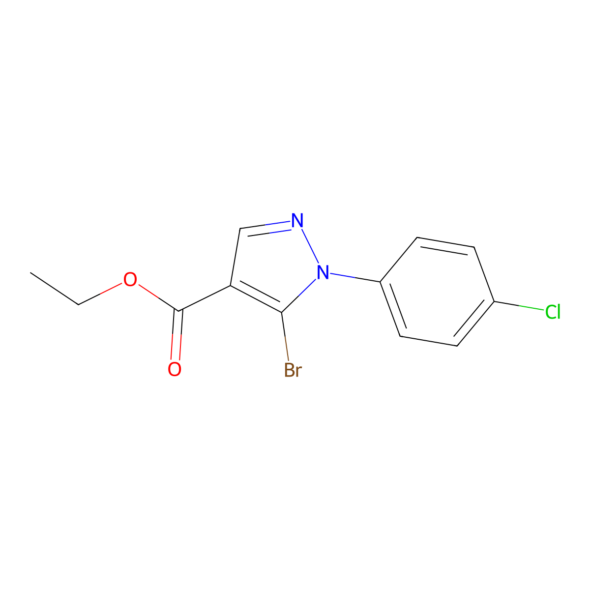 Ethyl 5-bromo-1-(4-chlorophenyl)-1H-pyrazole-4-carboxylate molecular structure, CAS 110821-40-4
