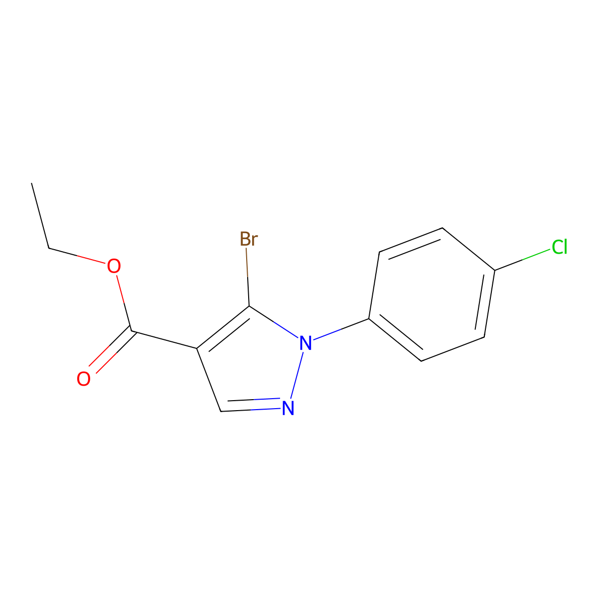 Ethyl 5-bromo-1-(4-chlorophenyl)-1H-pyrazole-4-carboxylate molecular structure, CAS 110821-40-4
