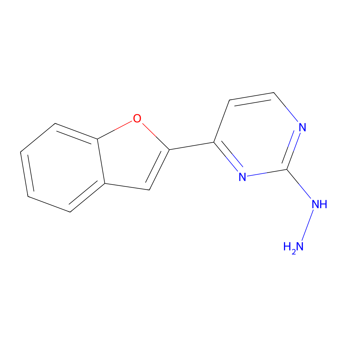 4-(1-Benzofuran-2-yl)-2-hydrazinopyrimidine molecular structure, CAS 1108234-21-4