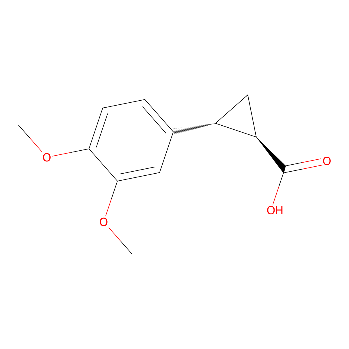 Rel-(1R,2R)-2-(3,4-dimethoxyphenyl)cyclopropane-1-carboxylic acid molecular structure, CAS 110826-23-8