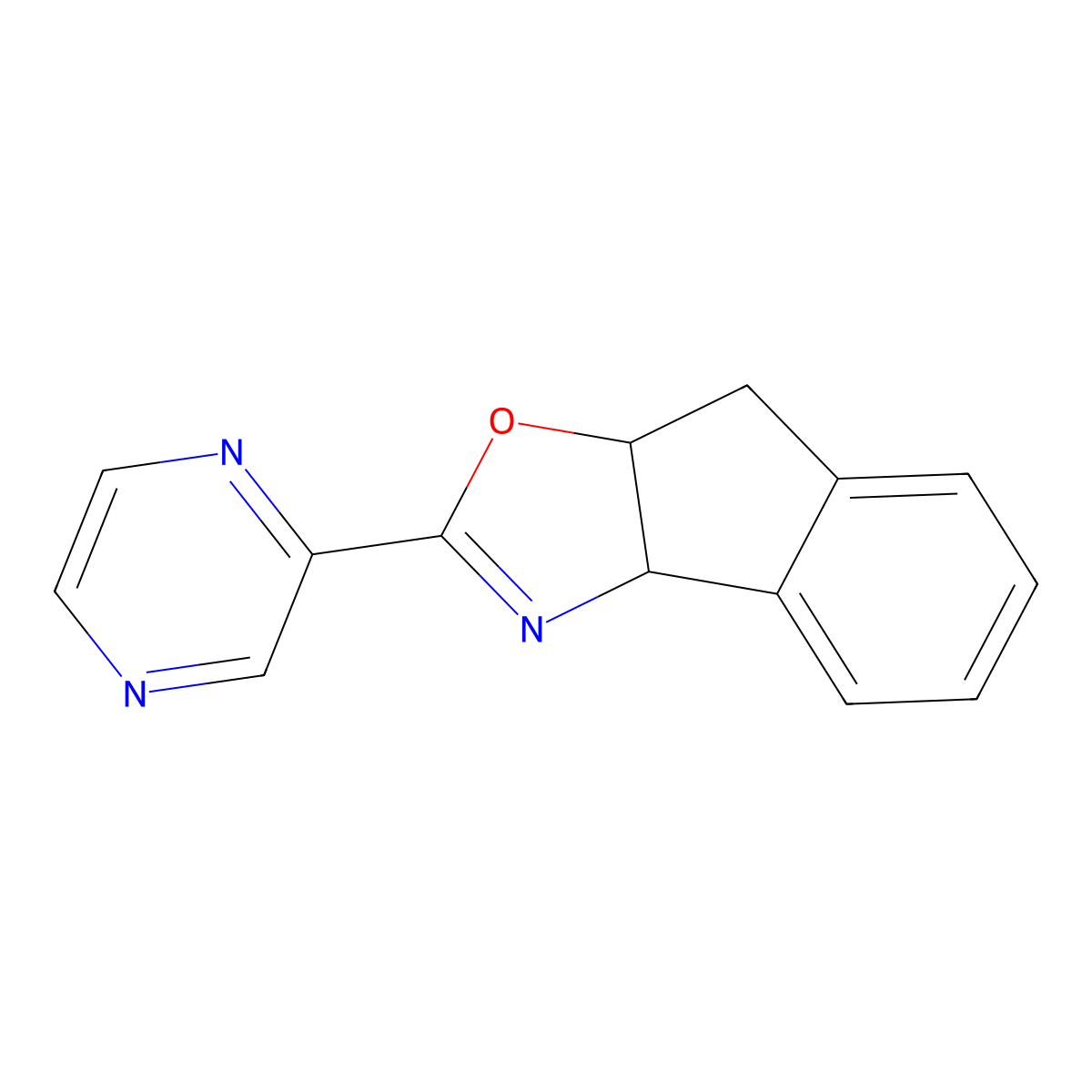 (3aR,8aS)-3a,8a-Dihydro-2-(2-pyrazinyl)-8H-indeno[1,2-d]oxazole molecular structure, CAS 1108603-36-6