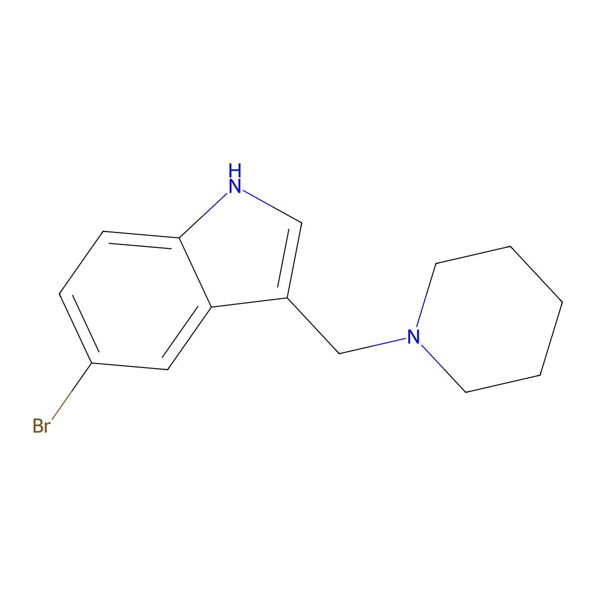 5-bromo-3-(piperidin-1-ylmethyl)-1H-indole molecular structure, CAS 1108616-49-4