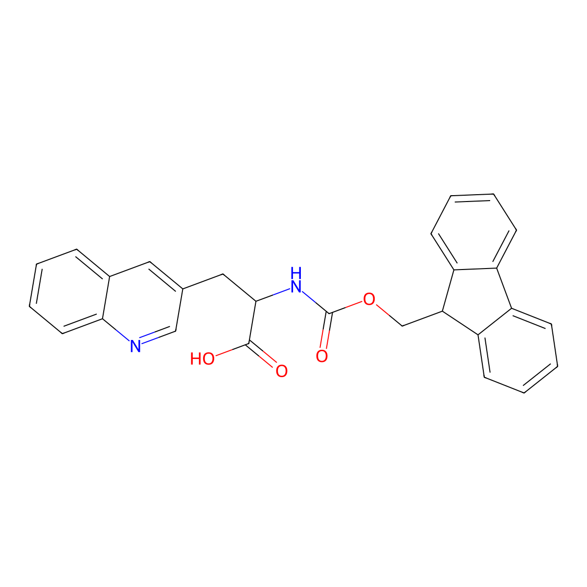 (R)-2-((((9H-Fluoren-9-yl)methoxy)carbonyl)amino)-3-(quinolin-3-yl)propanoic acid molecular structure, CAS 1108622-91-8