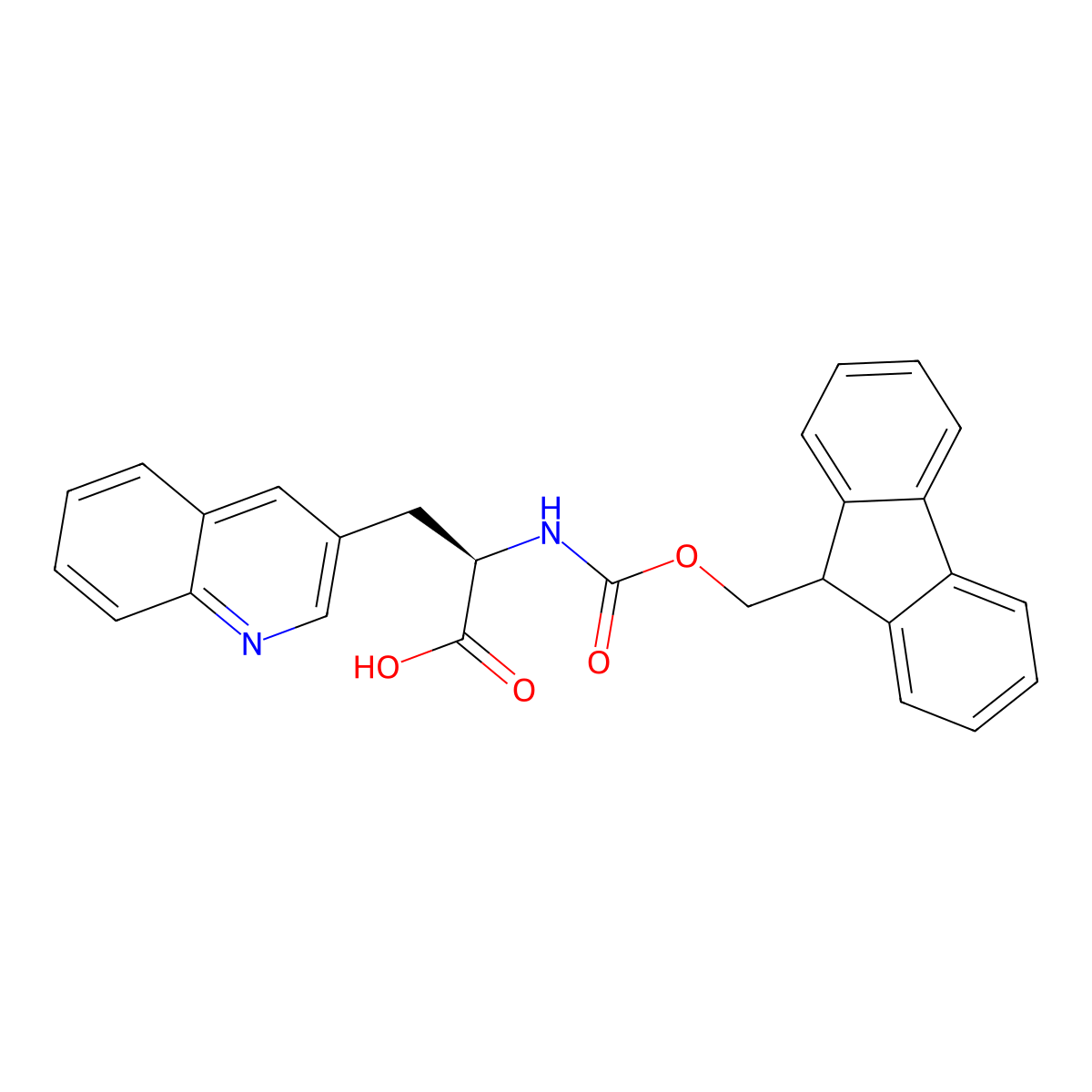 (R)-2-((((9H-Fluoren-9-yl)methoxy)carbonyl)amino)-3-(quinolin-3-yl)propanoic acid molecular structure, CAS 1108622-91-8