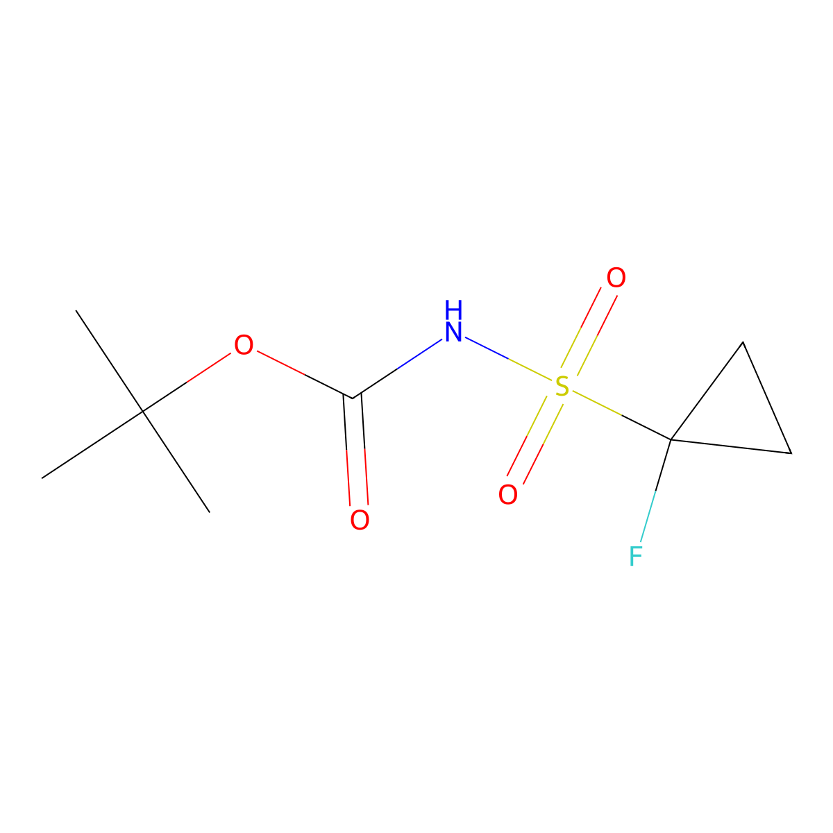 Tert-butyl ((1-fluorocyclopropyl)sulfonyl)carbamate molecular structure, CAS 1108658-07-6