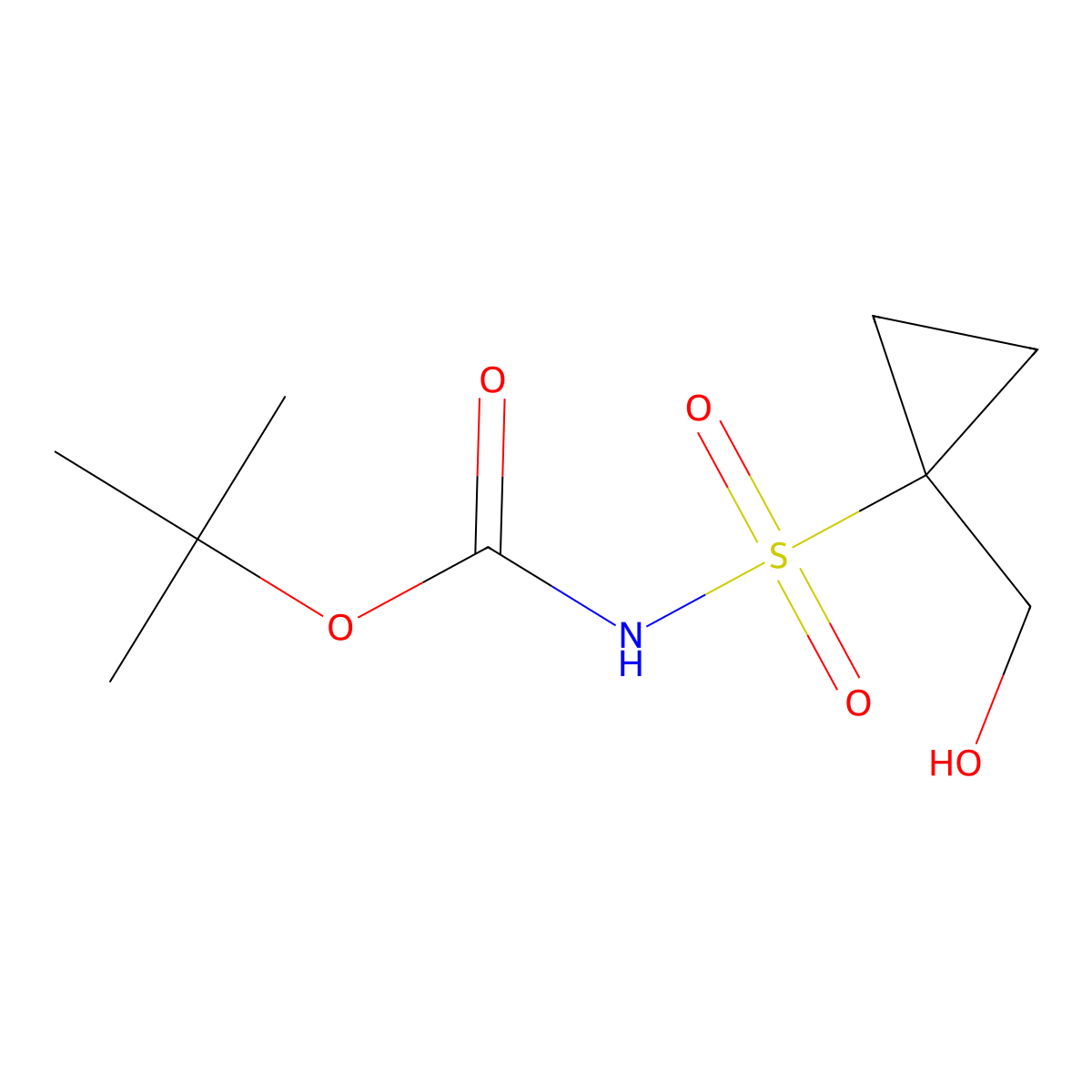 N-Boc-1-hydroxymethyl-cyclopropanesulfonamide molecular structure, CAS 1108658-34-9