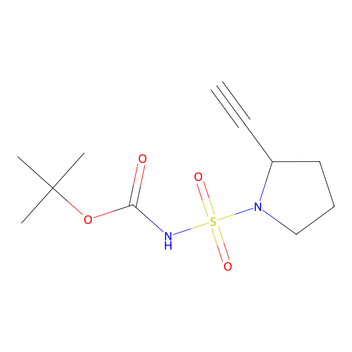 (S)-Tert-butyl (2-ethynylpyrrolidin-1-YL)sulfonylcarbamate molecular structure, CAS 1108658-64-5