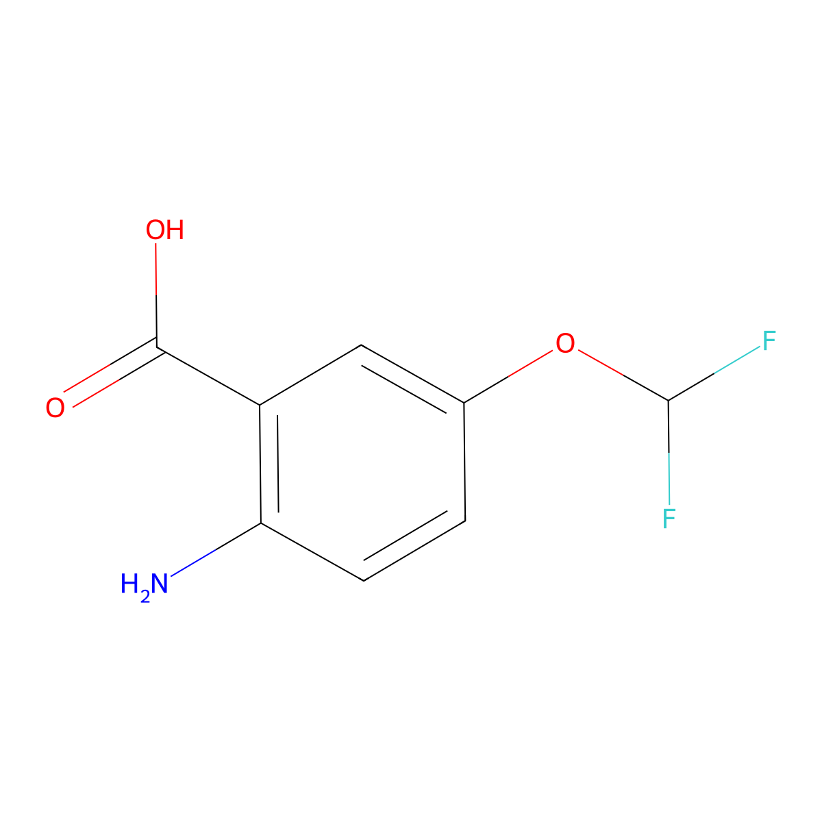 2-Amino-5-(difluoromethoxy)benzoic acid molecular structure, CAS 1108666-05-2