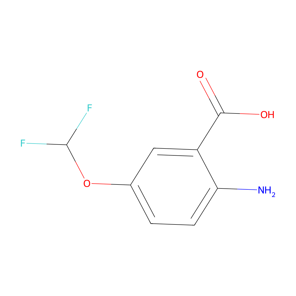 2-Amino-5-(difluoromethoxy)benzoic acid molecular structure, CAS 1108666-05-2