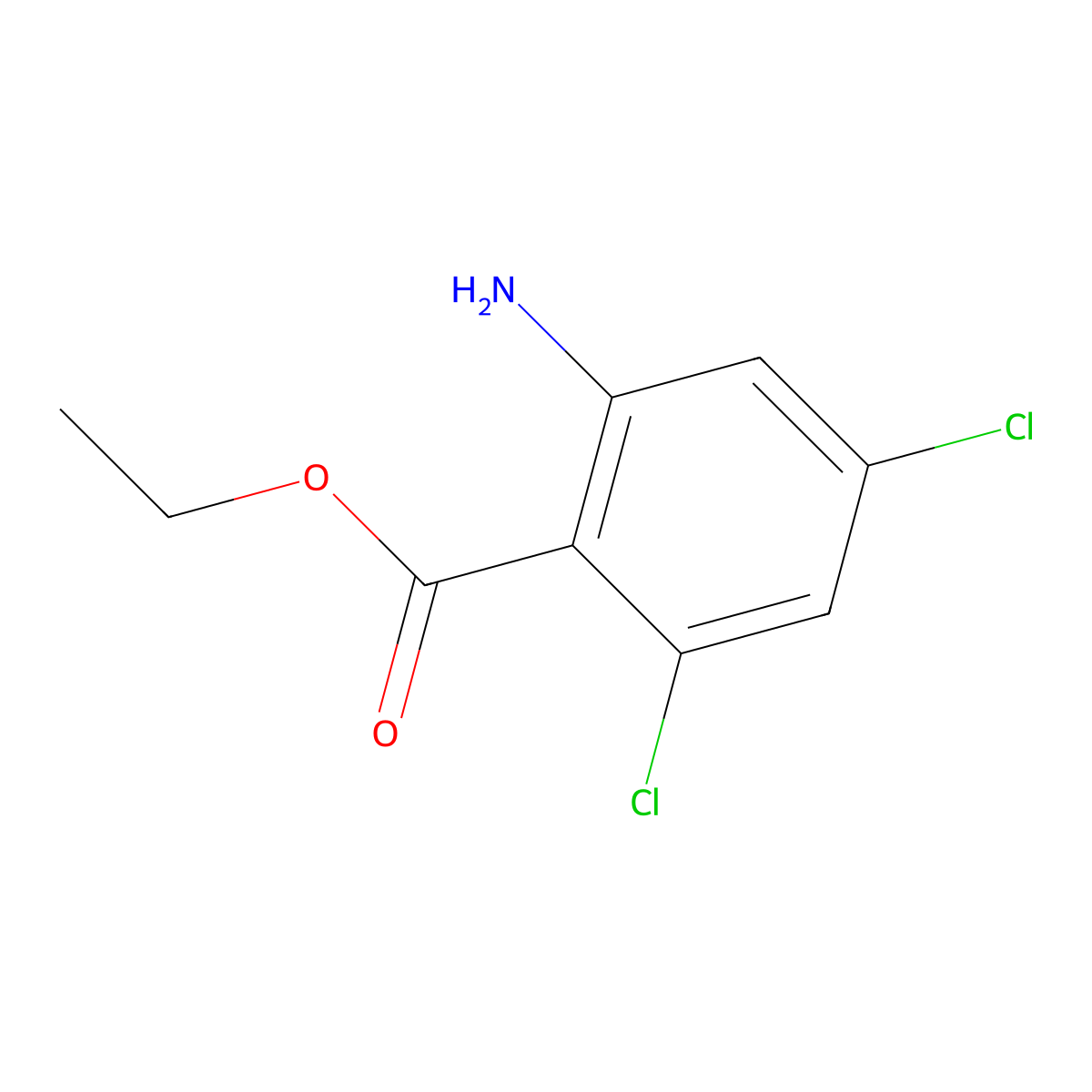 Ethyl 2-amino-4,6-dichlorobenzoate molecular structure, CAS 1108668-22-9