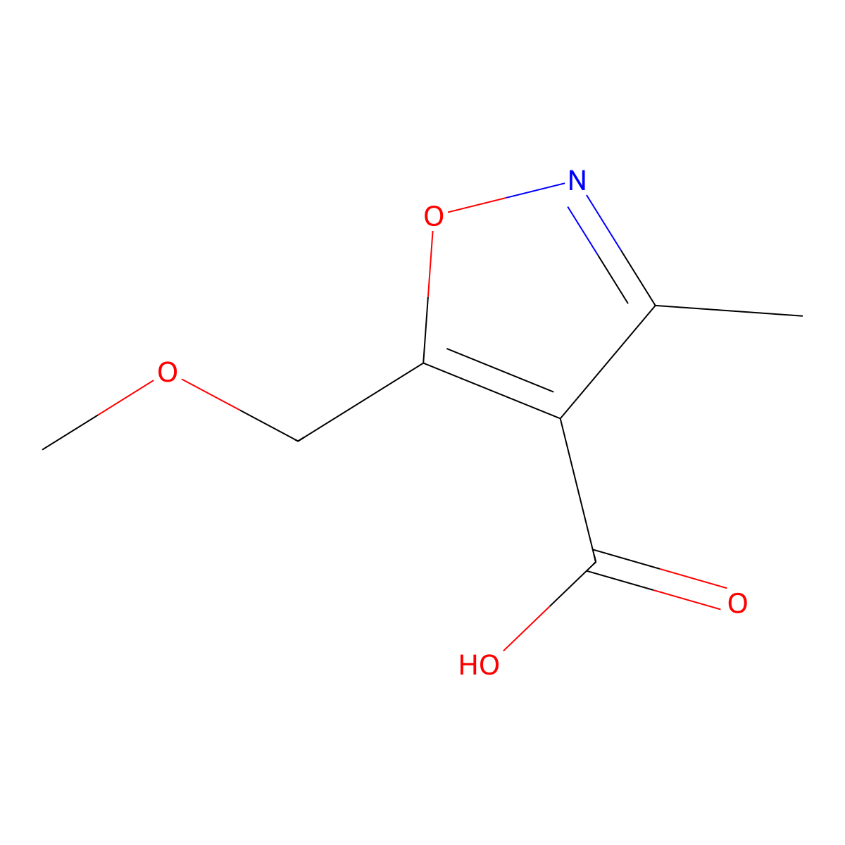 5-(Methoxymethyl)-3-methylisoxazole-4-carboxylic acid molecular structure, CAS 1108712-48-6