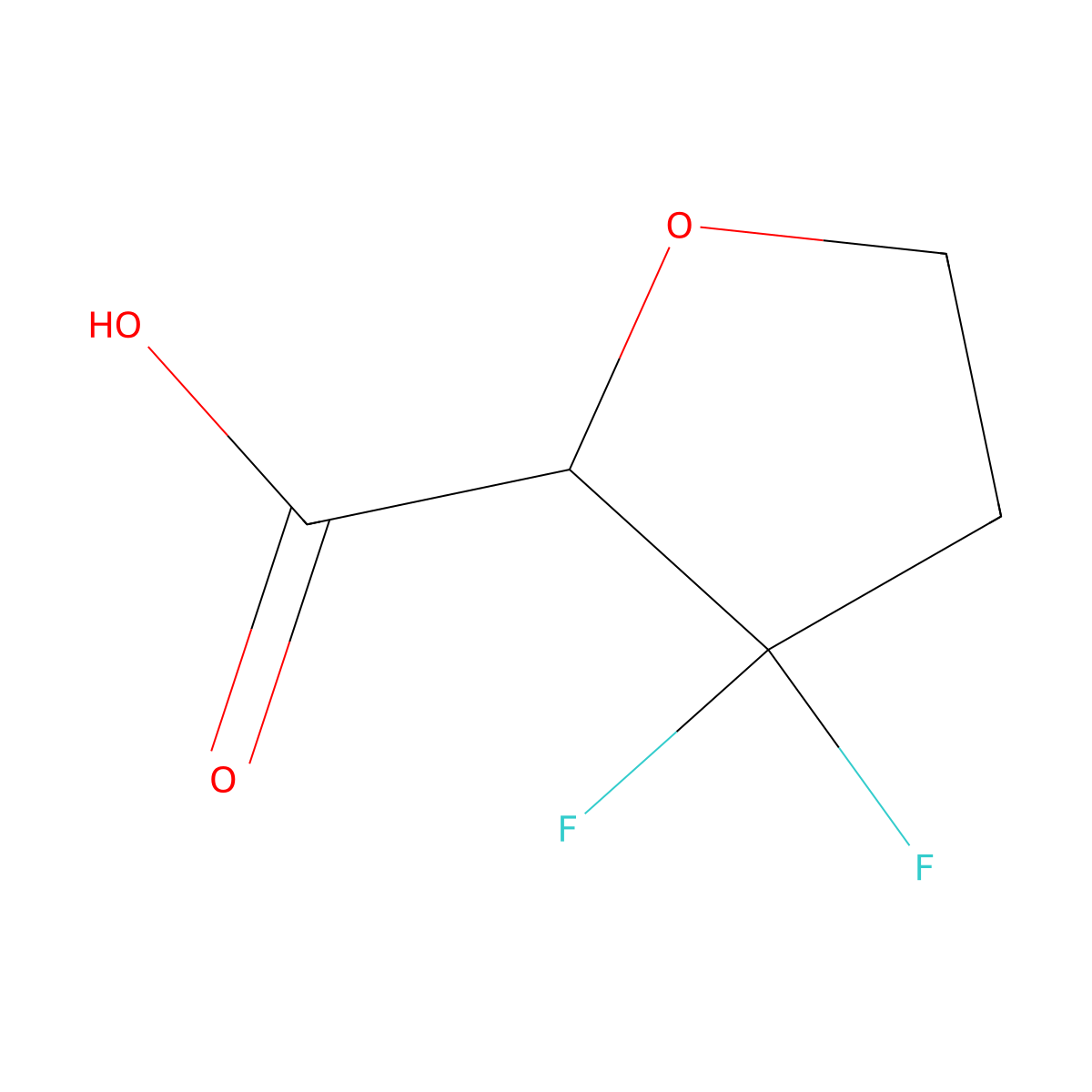 (2S)-3,3-Difluorooxolane-2-carboxylic acid molecular structure, CAS 1108713-62-7