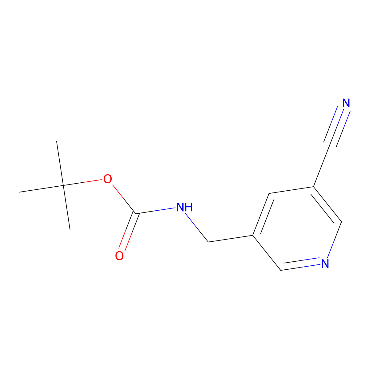 tert-Butyl ((5-cyanopyridin-3-yl)methyl)carbamate molecular structure, CAS 1108724-20-4