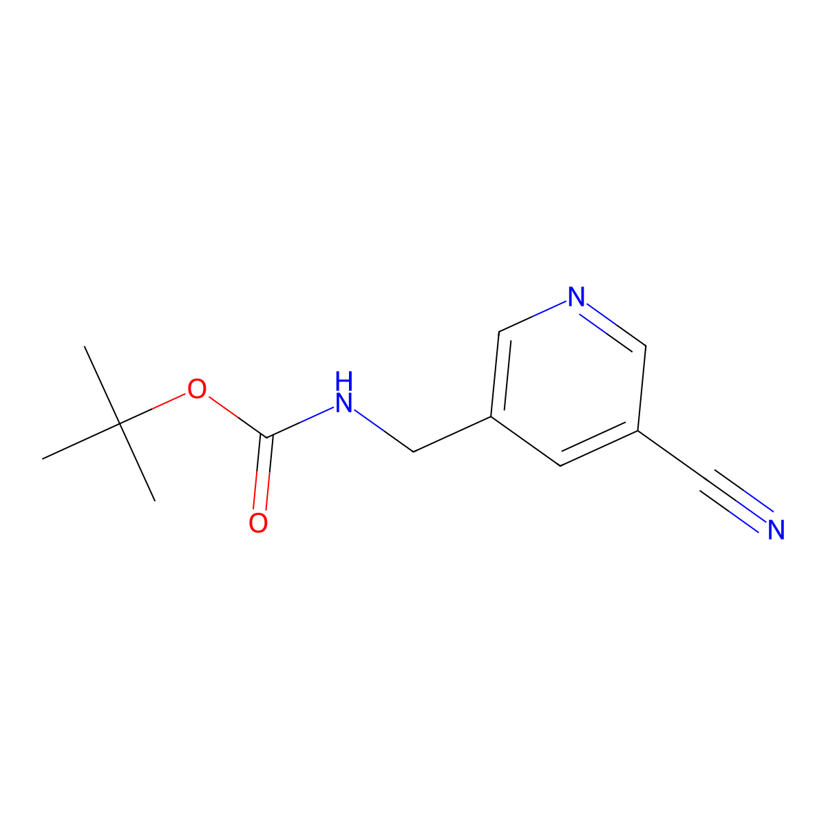 tert-Butyl ((5-cyanopyridin-3-yl)methyl)carbamate molecular structure, CAS 1108724-20-4