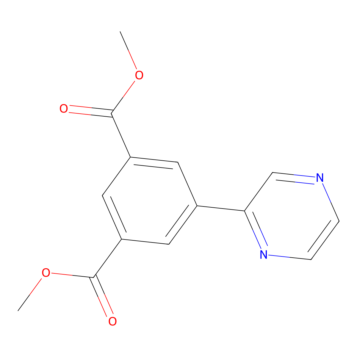 Dimethyl 5-(pyrazin-2-yl)isophthalate molecular structure, CAS 1108724-54-4