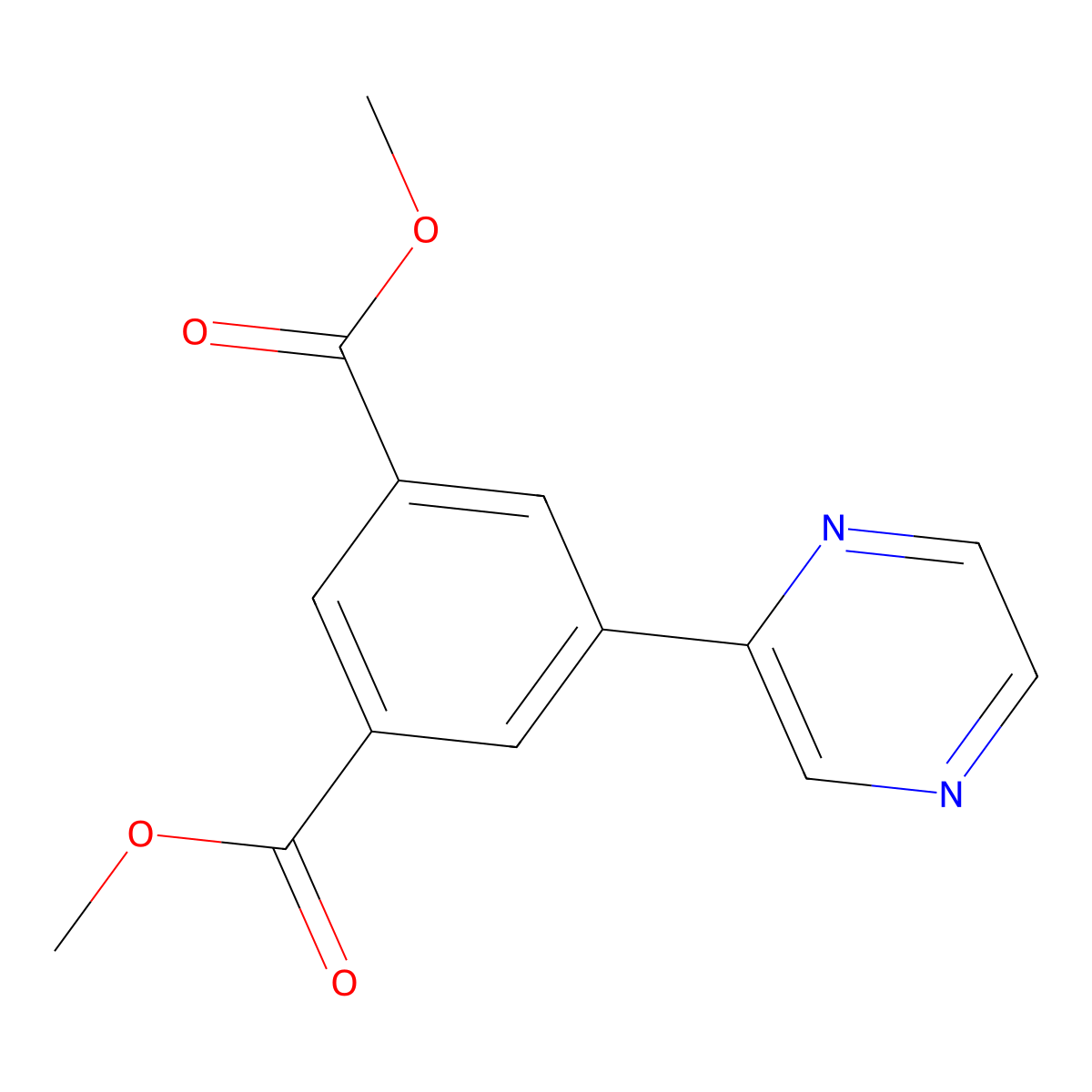 Dimethyl 5-(pyrazin-2-yl)isophthalate molecular structure, CAS 1108724-54-4